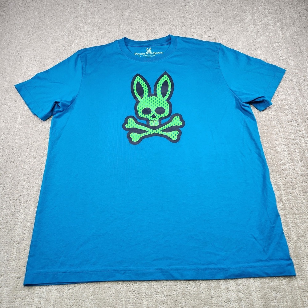 Psycho Bunny Shirt Men 6 Jordan Mesh Tee Blue Pima Cotton Wealth NEW - Picture 2 of 12